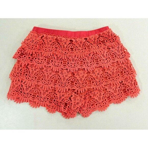 Miss Me Orange Crochet Knit Tiered Short Shorts Womens Size Small - Picture 3 of 6